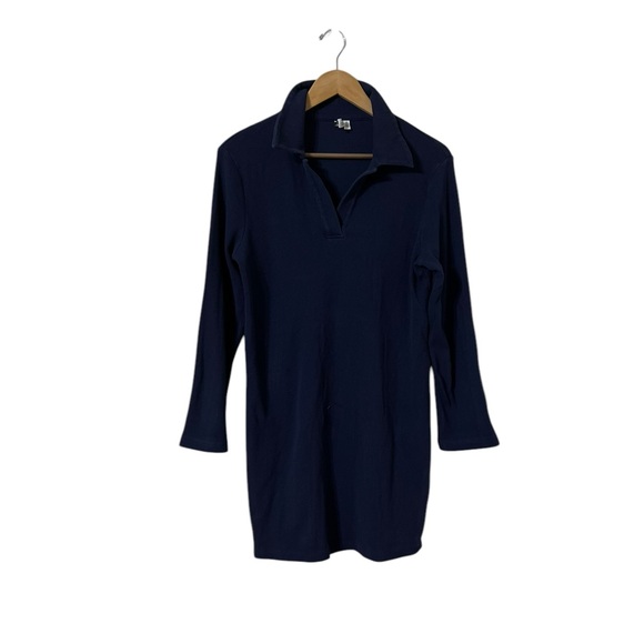 & OTHER STORIES Navy Knit Polo Long Sleeve Dress - Picture 5 of 6